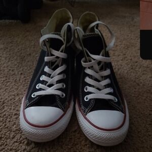 Converse Black and White High-Top Sneakers-Hidden Wedge